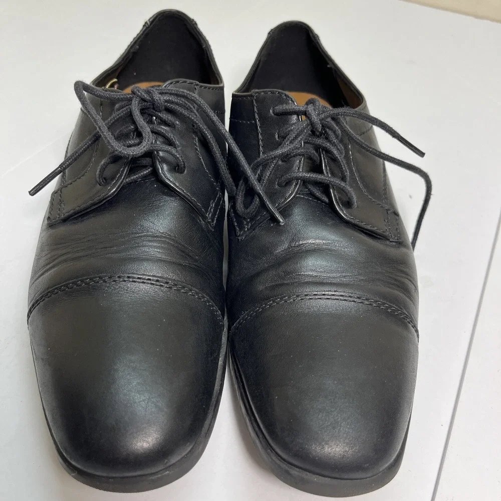 Clarks Mens Tilden Cap Black Leather Derby Oxford Dress Shoes 8M 261315737070